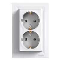 Електрически интериорен контакт Schneider Electric двоен скрит монтаж  2 x 2P+E, 16 A, 20 IP, бял, Asfora