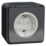 Електрически противовлажен контакт Schneider Electric единичен открит монтаж с капак  16 A, 2P+E, 55 IP, антрацит, Mureva Styl - product - 028 ELM3515
