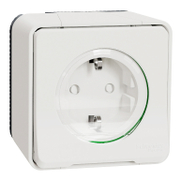 Електрически противовлажен контакт Schneider Electric единичен открит монтаж с капак  16 A, 2P+E, 55 IP, бял, Mureva Styl - product - 028 ELM3516