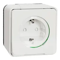 Електрически противовлажен контакт Schneider Electric единичен открит монтаж с капак  2P+E, 16 A, 55 IP, бял, Mureva Styl