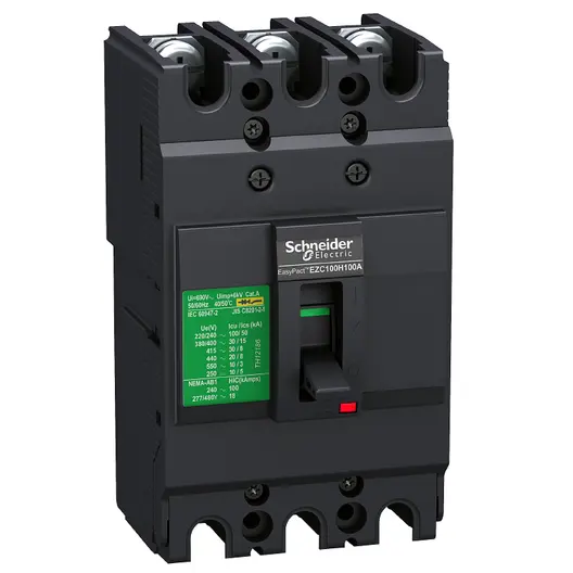Прекъсвач мощностен Schneider Electric автоматичен тип А-1 фиксиран  80 A, 12.5 kA, 3P, 690 V, Easypact EZC100N