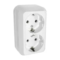 Електрически интериорен контакт Makel двоен открит монтаж  2 x 2P+E, 16 A, 20 IP, бял, Surface Mounted
