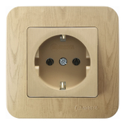 Електрически интериорен контакт Makel единичен скрит монтаж  16 A, 2P+E, 20 IP, дъб, Lillium Natural - product - 028 ELN 664