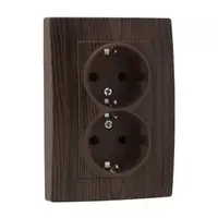 Електрически интериорен контакт Makel двоен скрит монтаж  2 x 2P+E, 16 A, 20 IP, орех, Lillium Natural
