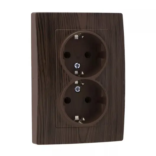 Електрически интериорен контакт Makel двоен скрит монтаж  2 x 2P+E, 16 A, 20 IP, орех, Lillium Natural