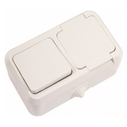 Електрически контакт-ключ Makel противовлажен открит монтаж с капак  16 A, 44 IP, бял - product - 028 ELN1327