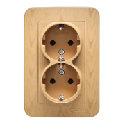 Електрически интериорен контакт Makel двоен скрит монтаж  16 A, 2 x 2P+E, 20 IP, дъб, Lillium Natural - product - 028 ELN2975