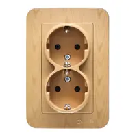 Електрически интериорен контакт Makel двоен скрит монтаж  2 x 2P+E, 16 A, 20 IP, дъб, Lillium Natural