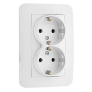 Електрически интериорен контакт Makel двоен скрит монтаж  16 A, 2 x 2P+E, 20 IP, бял, Lillium Natural - product - 028 ELN3129