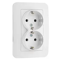 Електрически интериорен контакт Makel двоен скрит монтаж  2 x 2P+E, 16 A, 20 IP, бял, Lillium Natural