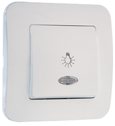 Ключ за стълбищно осветление Makel скрит монтаж с декоративна рамка  10 A, бял, Lillium Natural - product - 028 ELN3137