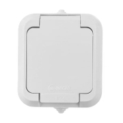 Електрически противовлажен контакт Makel единичен открит монтаж с капак  16 A, 44 IP, бял, Surface Mounted - product - 028 ELN3146