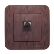 Розетка за телефон Makel за телефон единична скрит монтаж  20 IP, тъмно дърво, Lillium Natural - product - 028 ELN3509