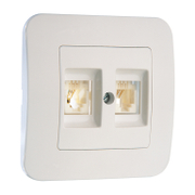 Розетка за телефон Makel двойна скрит монтаж с декоративна рамка  20 IP, бял, Lillium Natural - product - 028 ELN3510