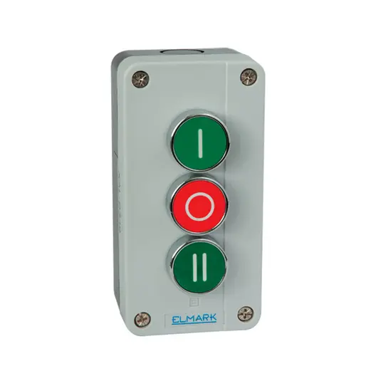 Бутон Elmark пуск-стоп троен с кутия  6 A, 400 V, 1 NC+2 NO, EL-B339