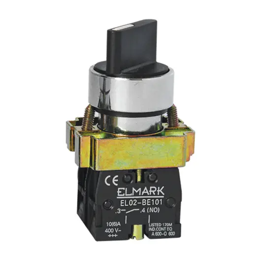 Превключвател пуск-стоп Elmark със задържане  6 A, 400 V, 1 NO, черен, EL2-BD 21