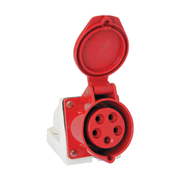 Електрически промишлен контакт Elmark трифазен стационарен за панелен монтаж  3P+N+E, 16 A, 44 IP, червен, HT - product - 028 EMR1864