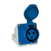 Електрически промишлен контакт Elmark монофазен, стационарен за панелен монтаж  2P+E, 16 A, 44 IP, син, HT - product - 028 EMR1869