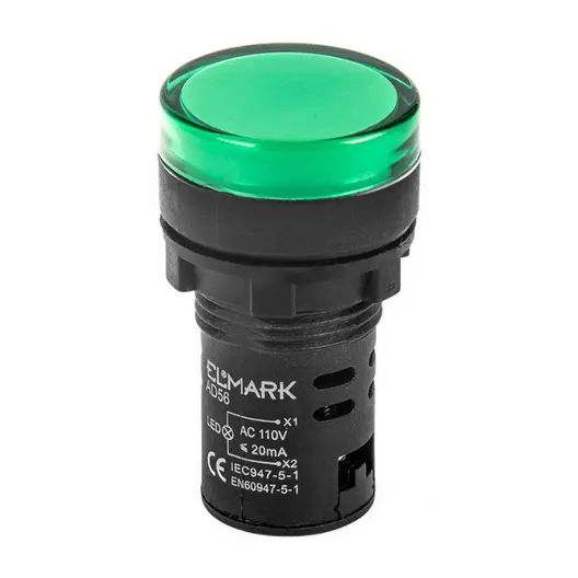 Лампа Elmark сигнална LED моноблок  6 A, 230 V, зелена, AD56D-22-R