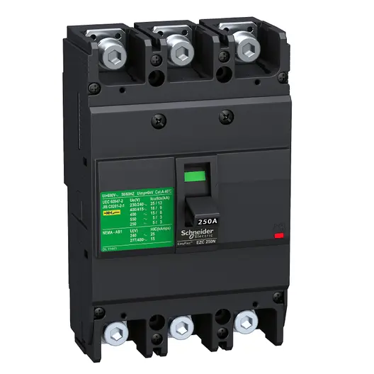 Прекъсвач мощностен Schneider Electric автоматичен тип А-2 фиксиран  250 A, 25 kA, 3P, 690 V, Easypact EZC250N