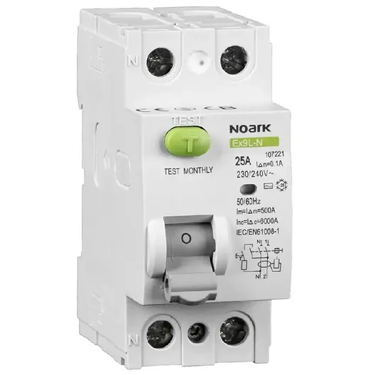 Дефектнотокова защита Noark 2P тип AC  16 A, 30 mA, 6 kA, Ex9L-N