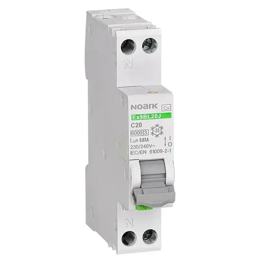 Дефектнотокова защита Noark 1P тип AC  10 A, 30 mA, 6 kA, Ex9BL20J