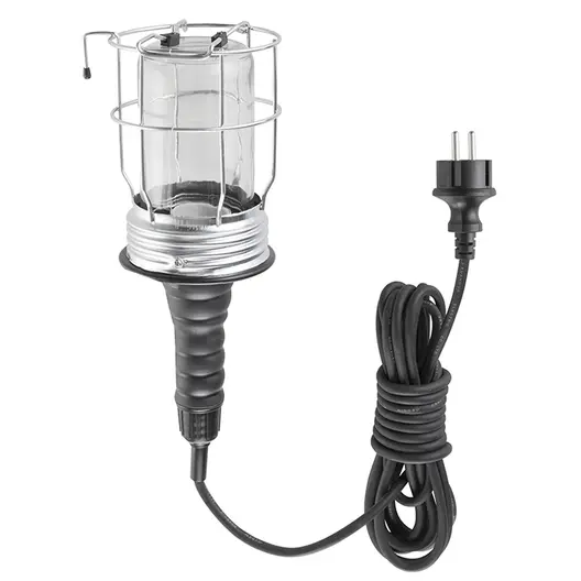 Лампа преносима Fervi с предпазна решетка с кабел  5 м, 60 W, 230 V, E27, черна, 0429