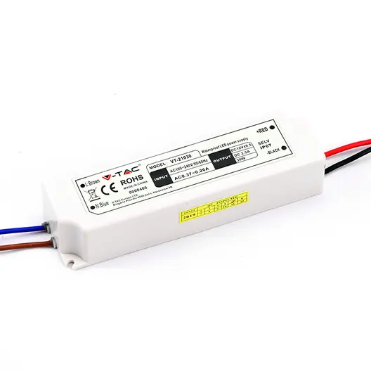 Трансформатор V-TAC за LED ленти влагозащитен  30 W, 12 DC V, 220 AC V, 67 IP
