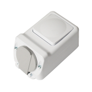 Електрически контакт-ключ Atra противовлажен открит монтаж с капак  16 A, 44 IP, бял - product - 028 KOD5620