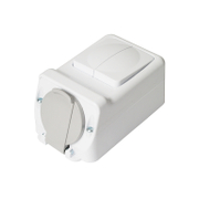 Електрически контакт-ключ Atra противовлажен открит монтаж с капак  16 A, 44 IP, бял - product - 028 KOD5621