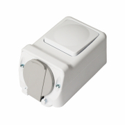 Електрически контакт-ключ Atra противовлажен открит монтаж с капак  16 A, 44 IP, бял - product - 028 KOD5622