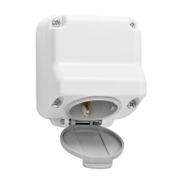 Електрически противовлажен контакт Atra единичен открит монтаж с капак  16 A, 44 IP, бял, Aqua 1 - product - 028 KOD5632