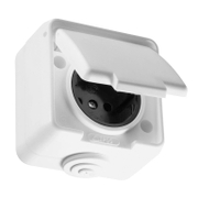 Електрически противовлажен контакт Naiden Kirov единичен открит монтаж с капак  16 A, 44 IP, бял, Prista - product - 028 KOD 110