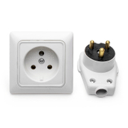 Електрически интериорен контакт Technil единичен скрит монтаж с щепсел  25 A, 20 IP, бял - product - 028 KOD3216