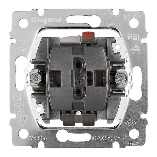 Ключ за стълбищно осветление Legrand скрит монтаж с монтажна рамка  10 A, бял, Galea