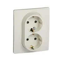 Електрически интериорен контакт Legrand двоен скрит монтаж  2 x 2P+E, 16 A, 20 IP, крем, Niloe