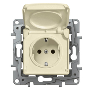 Електрически противовлажен контакт Legrand единичен скрит монтаж с капак механизъм  16 A, 2P+E, 44 IP, крем, Niloe - product - 028 LGR4151