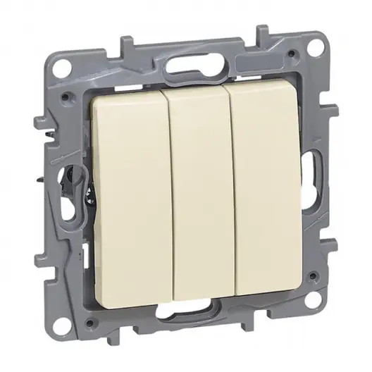 Електрически троен ключ Legrand скрит монтаж  10 A, крем, Niloe