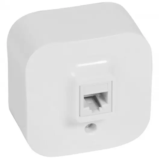 Розетка за телефон Legrand единична открит монтаж с декоративна рамка  21 IP, бял, Forix