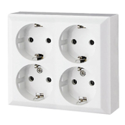 Електрически интериорен контакт Ever Fflourish четворен открит монтаж  16 A, 4x2P+E, 20 IP, бял, GAO - product - 028 LGR5338