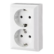 Електрически интериорен контакт Ever Fflourish двоен открит монтаж  16 A, 2P+E, 20 IP, бял, GAO - product - 028 LGR5339