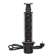 Разклонител електрически Orno за вграждане в мебели с кабел  1.8 м, 3x1.5 мм2, ШВПС-В / H05VV-F, инокс, 3 гнезда - product - 028 LGR5765