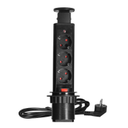 Разклонител електрически Orno за вграждане в мебели с кабел  1.8 м, 3x1.5 мм2, ШВПС-В / H05VV-F, черен, 3 гнезда - product - 028 LGR5766