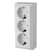Електрически интериорен контакт GAO троен открит монтаж  16 A, 3 x 2P+E, 20 IP, бял, 0312H