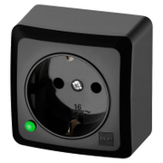 Електрически интериорен контакт Elektro-Plast единичен открит монтаж  16 A, 20 IP, черен, Berg - product - 028 LGR6029