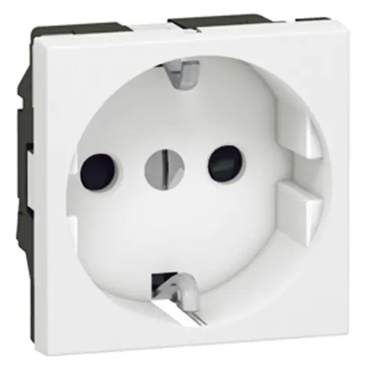 Електрически интериорен контакт Legrand единичен скрит монтаж  2P+E, 16 A, 20 IP, бял, Mosaic