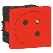 Електрически интериорен контакт Legrand единичен скрит монтаж  16 A, 2P+E, 20 IP, червен, Mosaic - product - 028 LGR6087