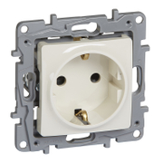 Електрически интериорен контакт Legrand единичен скрит монтаж с детска защита  2P+E, 16 A, 20 IP, крем, Niloe - product - 028 LGR2426