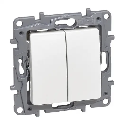 Девиаторен ключ Legrand скрит монтаж с монтажна рамка  10 A, бял, сх. 8, Niloe