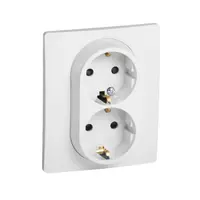 Електрически интериорен контакт Legrand двоен скрит монтаж  2 x 2P+E, 16 A, 20 IP, бял, Niloe